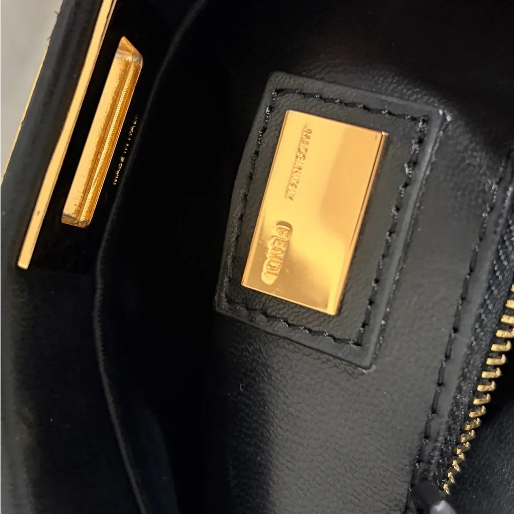 black FF Peekaboo Mini bag in nappa leather with gold-tone hardware